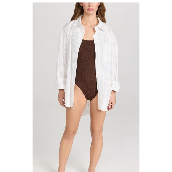 COH CITIZENS OF HUMANITY NWT Striped Cocoon Poplin Shirt White Button Down Up - Picture 6 of 15